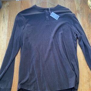 NEW Marine Layer Double Knit Henley - Faded Black